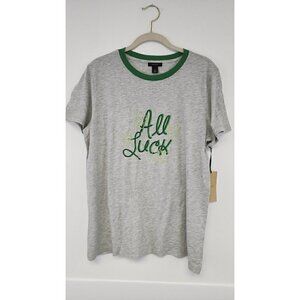 NWT Halogen St. Patty's Day T-Shirt All Luck Grey & Green Tee XL